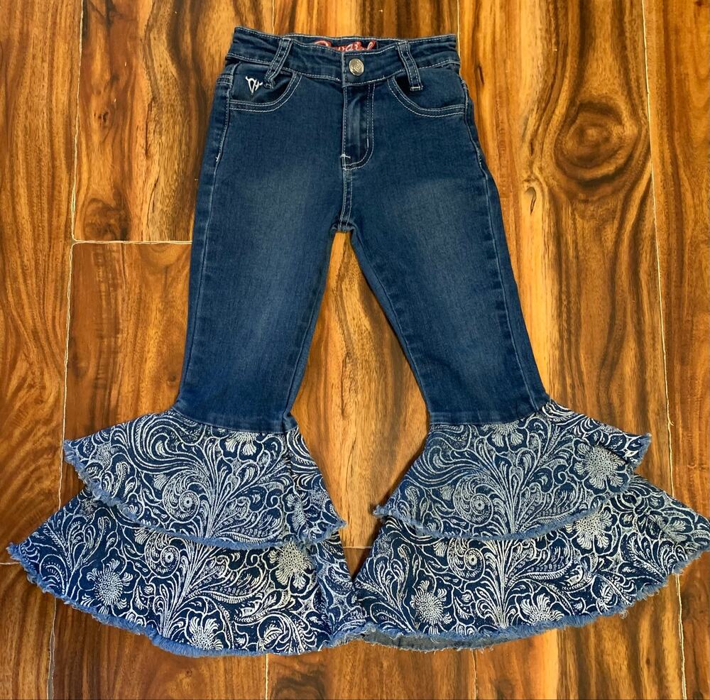 Cowgirl Hardware Fit & Flare Ruffled 4T Western Jeans. 4003J
